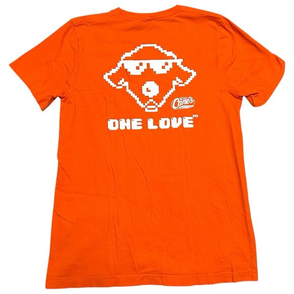 Raising Cane's Chicken Fingers One Love Pixel Dog Orange Employee T-Shirt M - Picture 4 of 5